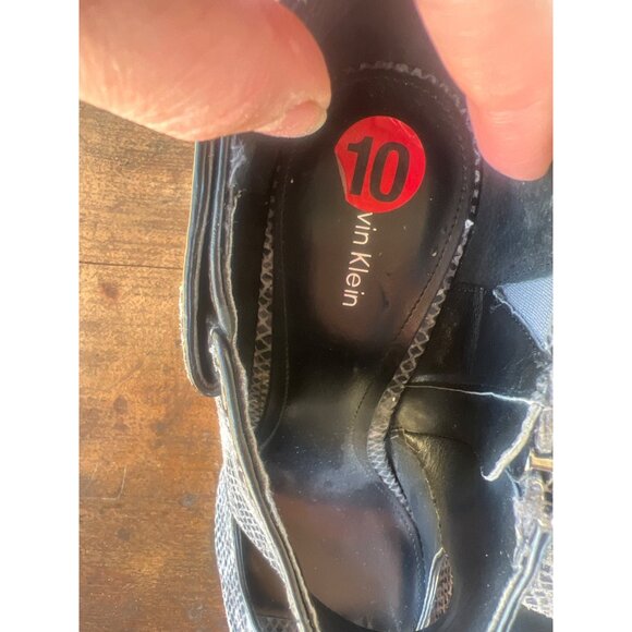 Calvin Klein Womens Snakeskin Print Peep Toe Stiletto Booties With Side Zipper S - Picture 6 of 6